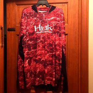 Mens Huk 3XL Red Performance Fishing Hoodie